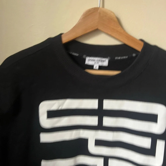 OPENING CEREMONY Stretch Logo Cutoff Sweatshirt Top, Black, size medium - Picture 5 of 5